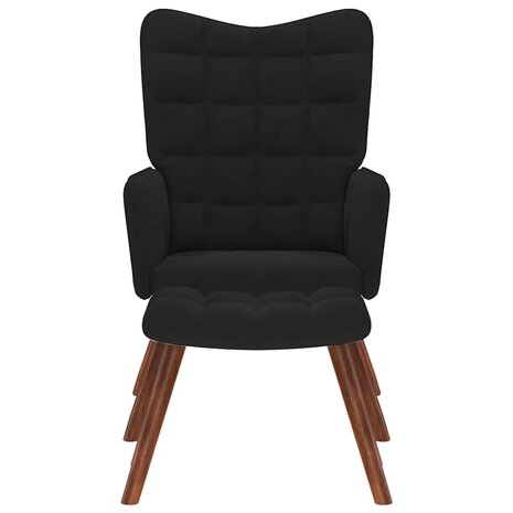 Relaxstoel met voetenbank fluweel zwart 3