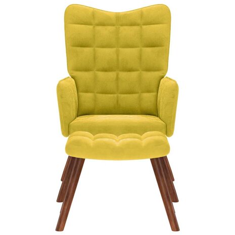 Relaxstoel met voetenbank fluweel geel 3