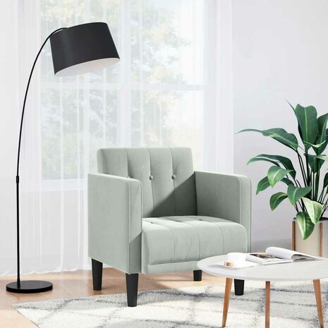 Fauteuil met armleuningen Lichtgrijs 53 cm Fluweel 1