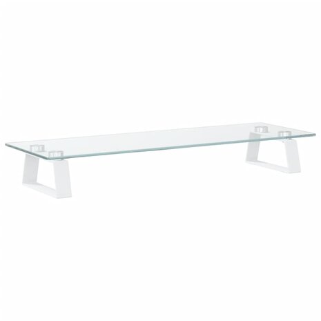 Monitorstandaard 60x20x8 cm gehard glas en metaal wit 6