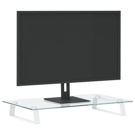Monitorstandaard 60x35x8 cm gehard glas en metaal wit 3