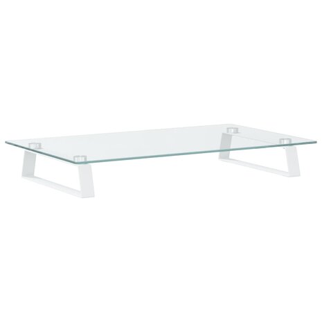 Monitorstandaard 60x35x8 cm gehard glas en metaal wit 6