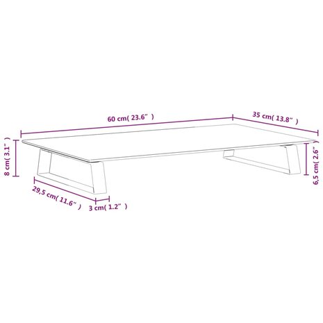 Monitorstandaard 60x35x8 cm gehard glas en metaal wit 8