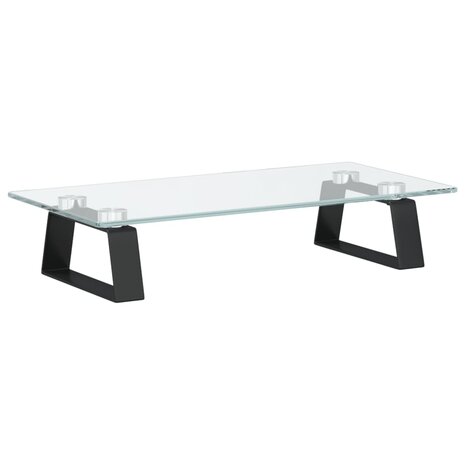 Monitorstandaard 40x20x8 cm gehard glas en metaal zwart 2