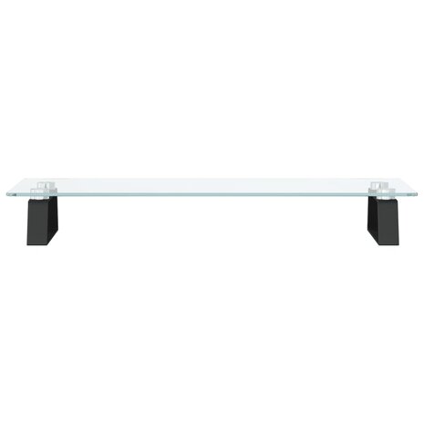 Monitorstandaard 60x20x8 cm gehard glas en metaal zwart 4