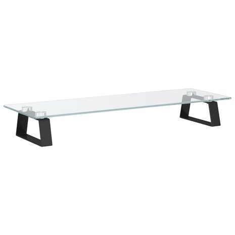 Monitorstandaard 60x20x8 cm gehard glas en metaal zwart 6