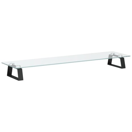Monitorstandaard 80x20x8 cm gehard glas en metaal zwart 6