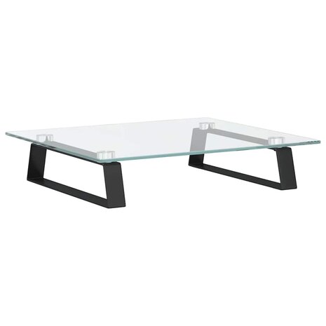 Monitorstandaard 40x35x8 cm gehard glas en metaal zwart 2