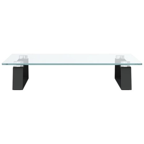 Monitorstandaard 40x35x8 cm gehard glas en metaal zwart 4