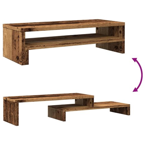 Monitorstandaard 54x22x15 cm bewerkt hout oud houtkleurig 7