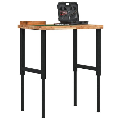 Werkbank rechthoekig 80x60x(73-99,5) cm massief acaciahout 1