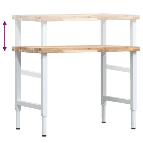 Werkbank rechthoekig 100x60x(73-99,5) cm massief acaciahout 9