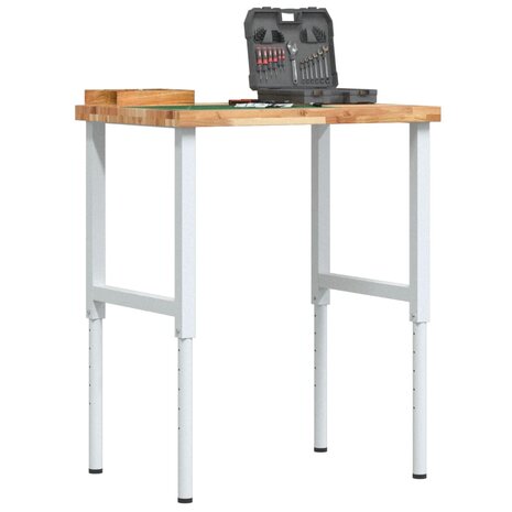 Werkbank rechthoekig 80x60x(73-99,5) cm massief acaciahout 1