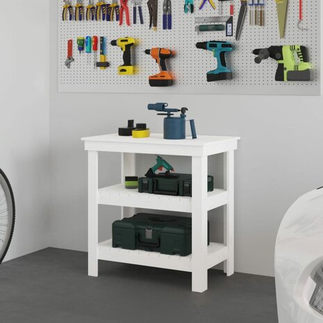 Werkbank 78,5x50x80 cm massief grenenhout wit 1