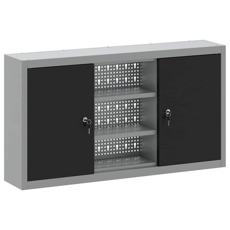 Gereedschapskast met plank Zwart en grijs 100 x 20 x 55 cm 2