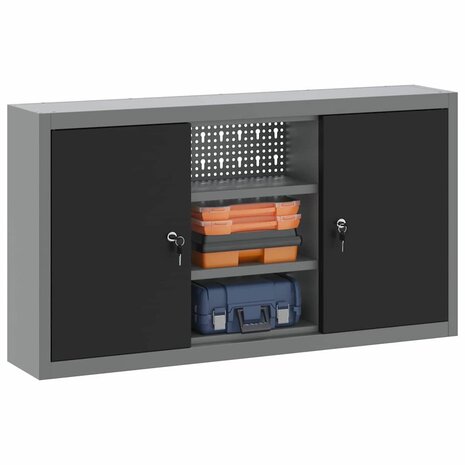 Gereedschapskast met plank Zwart en grijs 100 x 20 x 55 cm 3
