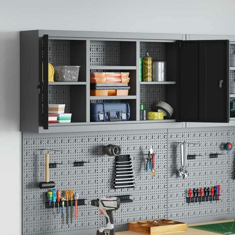 Gereedschapskast met plank Zwart en grijs 100 x 20 x 55 cm 4