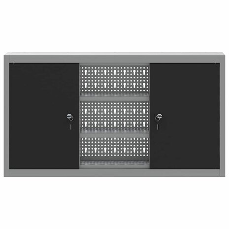 Gereedschapskast met plank Zwart en grijs 100 x 20 x 55 cm 7
