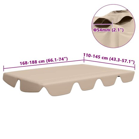 Vervangingsluifel voor schommelbank 188/168x145/110 cm beige 6