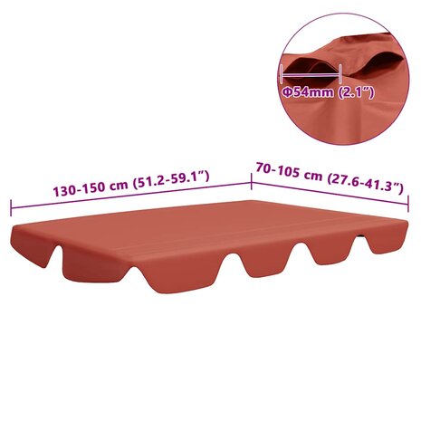 Vervangingsluifel voor schommelbank 150/130x105/70cm terracotta 6