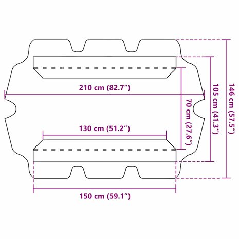 Vervangingsluifel voor schommelbank 150/130x105/70cm terracotta 7