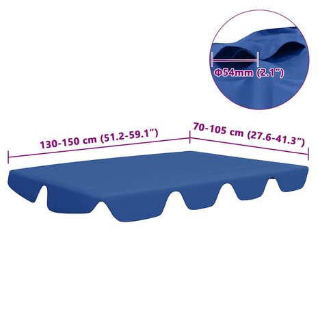 Vervangingsluifel voor schommelbank 150/130x105/70 cm blauw 6