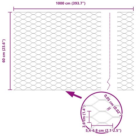 Hexagon Hek Zilver 0.6 x 10 m Gegalvaniseerd staal 9