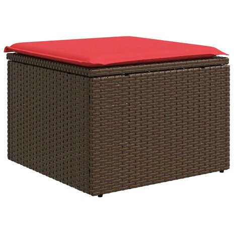 Tuinkruk met kussen 55x55x37 cm poly rattan bruin 2