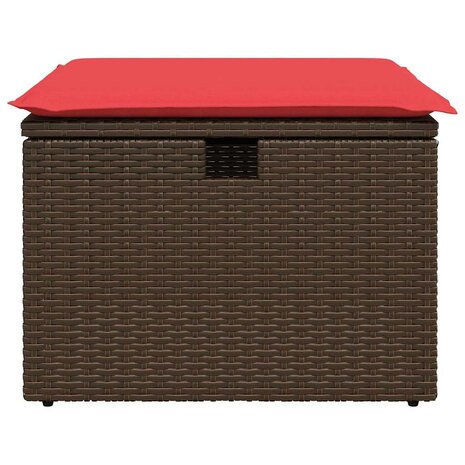 Tuinkruk met kussen 55x55x37 cm poly rattan bruin 4