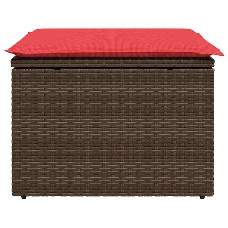 Tuinkruk met kussen 55x55x37 cm poly rattan bruin 4