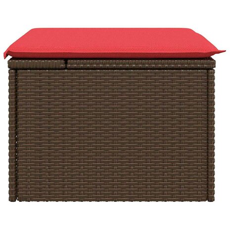 Tuinkruk met kussen 55x55x37 cm poly rattan bruin 5