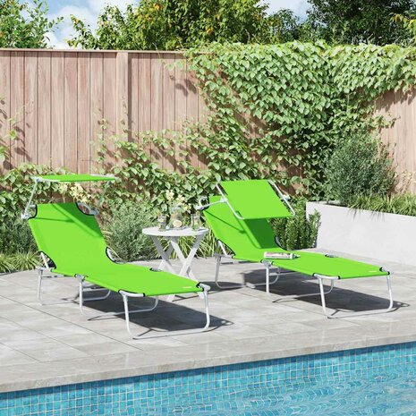 Ligstoel 2-persoon 2 pcs Groen 58 x 188 x 77cm Stof 1