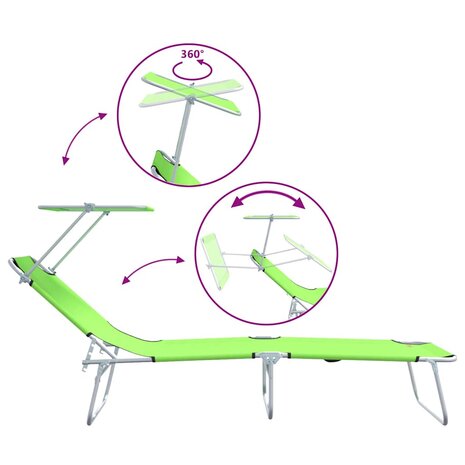Ligstoel 2-persoon 2 pcs Groen 58 x 188 x 77cm Stof 9