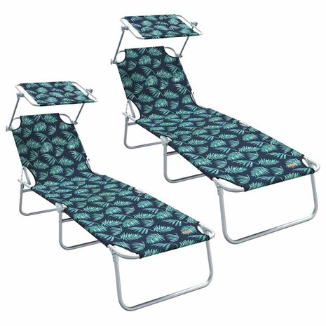 Ligstoel 2-persoon 2 pcs Groen 58 x 188 x 77cm Stof 2