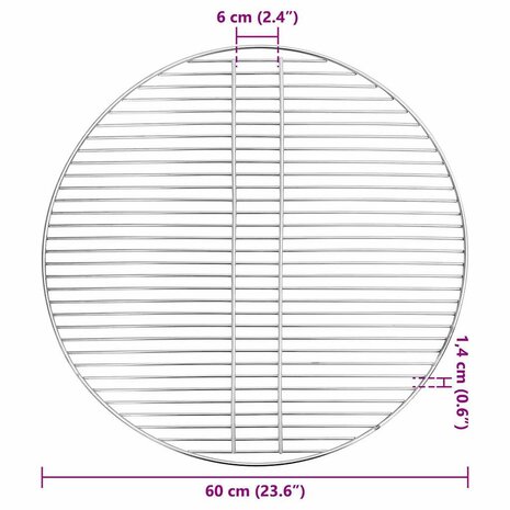 Barbecuerooster Zilver 60 x 60 cm Roestvrij staal 6