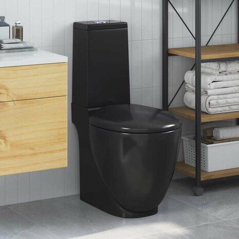 Toilet rond afvoer onder keramiek zwart 1