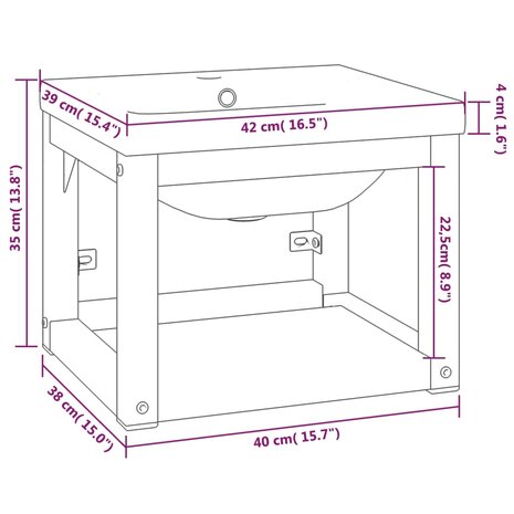 Wastafelframe met inbouwwastafel ijzer wit 7
