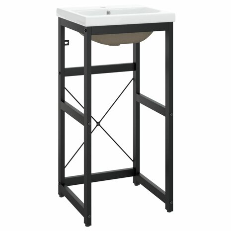 Wastafelframe met inbouwwastafel ijzer zwart 2