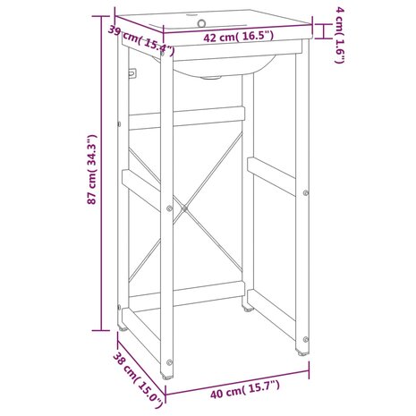 Wastafelframe met inbouwwastafel ijzer zwart 7