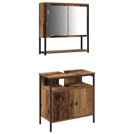Badkamermeubelset 2 pcs Bruin 60 x 30 x 60 cm Bewerkt hout 2