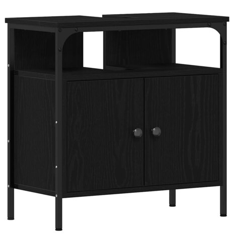 Badkamermeubelset 2 pcs Zwart 60 x 30 x 60 cm Bewerkt hout 6