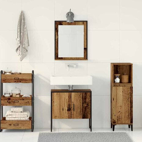Badkamermeubelset 2 pcs Bruin 60 x 33 x 60 cm Bewerkt hout 4