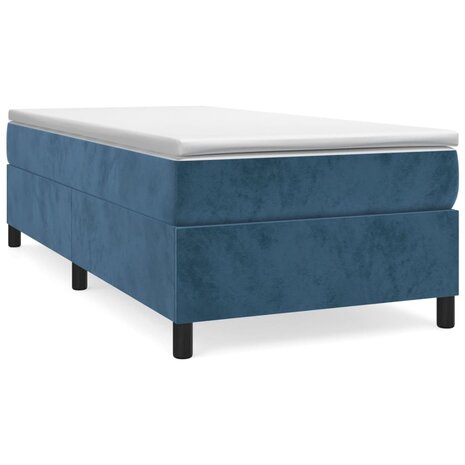 Boxspring met matras fluweel donkerblauw 80x200 cm 2
