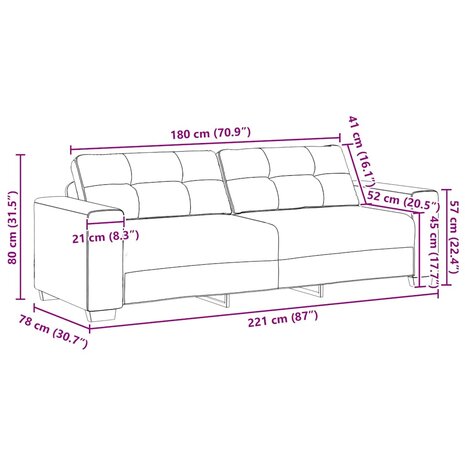 3-zitsbank zwart 180 cm fluweel 9