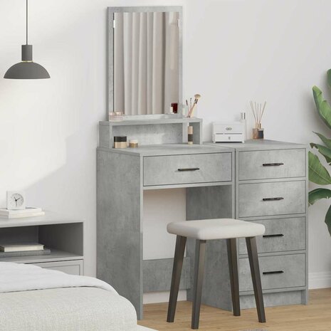 Kaptafel met lade Betongrijs 50 x 41 x 140 cm Bewerkt hout 1