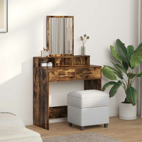 Kaptafel met lade Gerookt eiken 79 x 41 x 140 cm Bewerkt hout 4