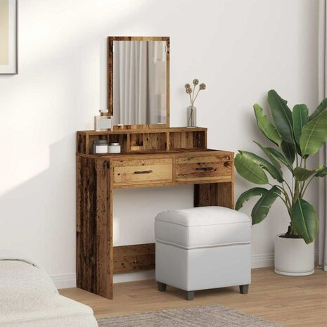 Kaptafel met lade Oud hout 79 x 41 x 140 cm Bewerkt hout 4