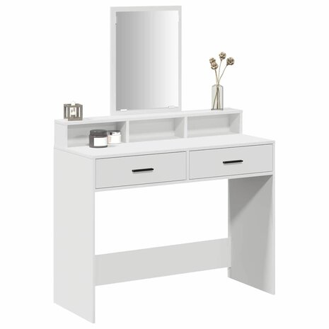 Kaptafel met lade met plank Wit 100 x 41 x 140 cm Bewerkt hout 3