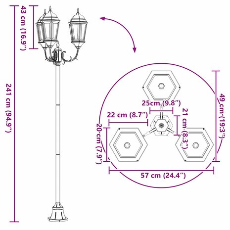 Tuin Lantaarnpaal Donkergroen Aluminium en Glas 9