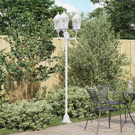 Tuin Lantaarnpaal Wit Aluminium en Glas 1